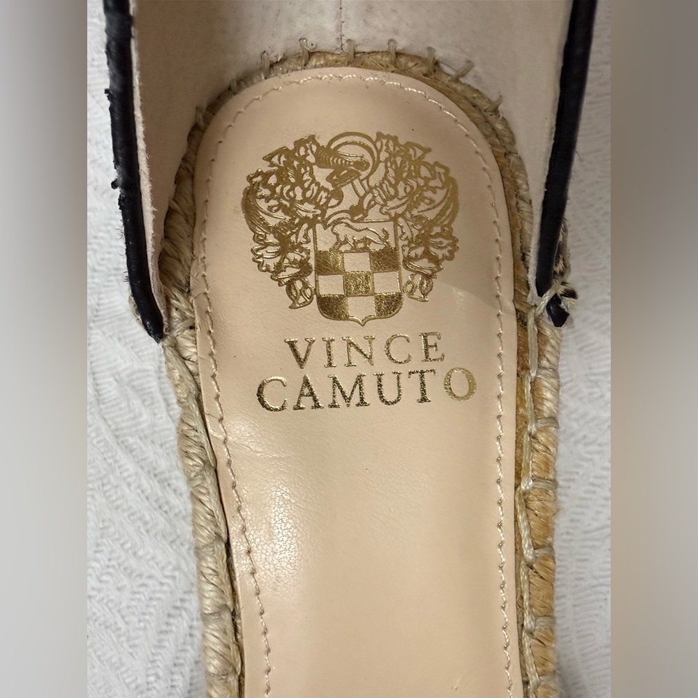 Vince Camuto Leera Espadrille Wedge Sandal Natural Leopard Calf Hair Size 8 - Picture 7 of 9